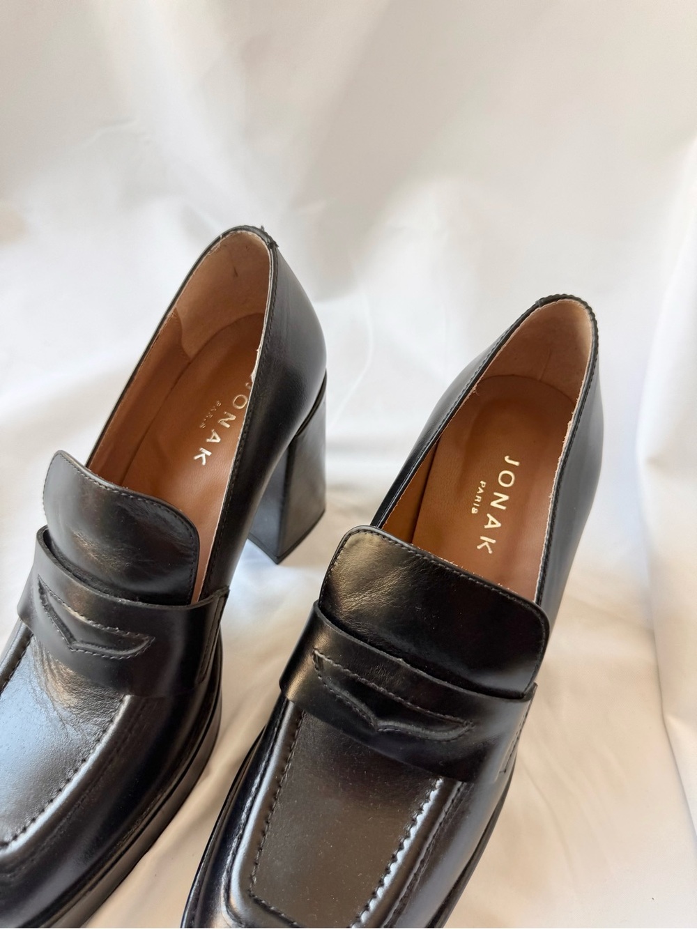 Jonak Paris Black Heeled Loafers - Picture 3 of 6